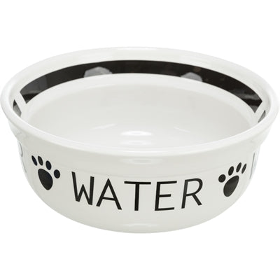 Trixie Drinkbak Hond Water Keramiek Wit / Zwart 2,6 Ltr 25 Cm
